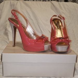 BCBG platform peep toe